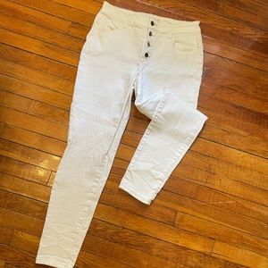 High Rise Winter White Jeans